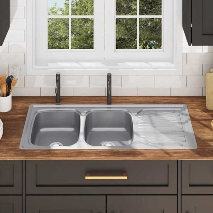 Vidaxl Edelstahl Doppelspülbecken 120x50cm mit Armatur - 35% Rabatt