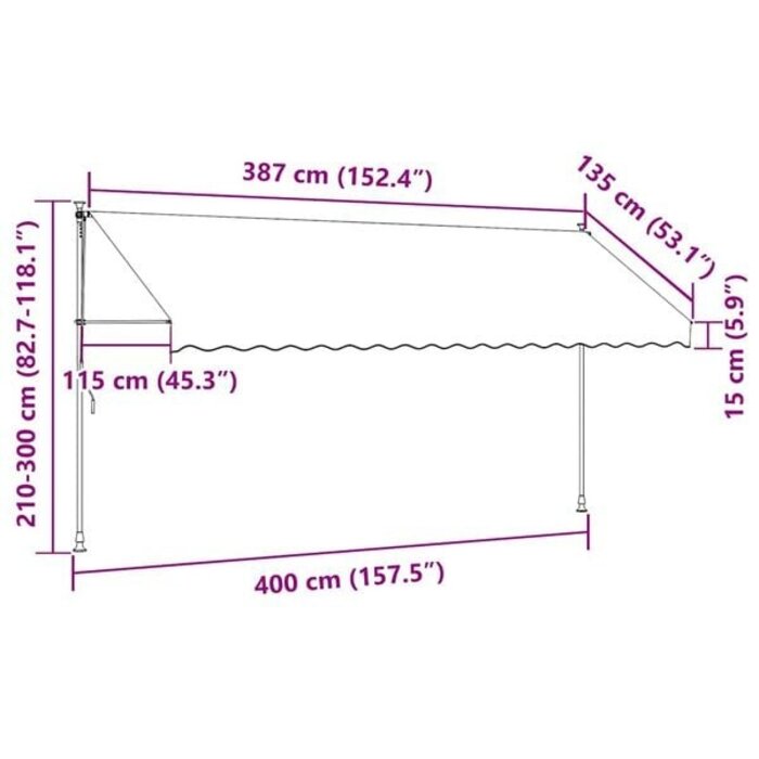 Vidaxl Klemmmarkise 400 cm Anthrazit - 34% Rabatt - Ohne Bohren