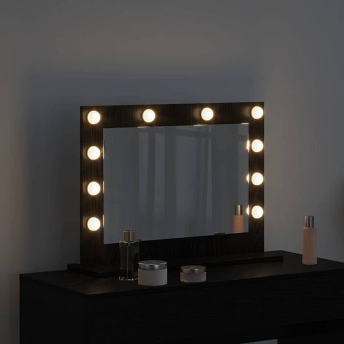 Vidaxl Schminkspiegel mit LED-Beleuchtung Schwarz Eiche 60x45cm - 33% Rabatt