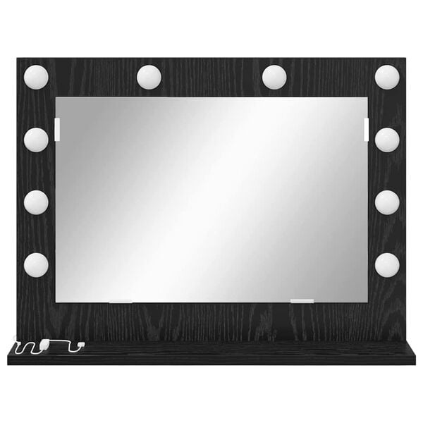 Vidaxl Schminkspiegel mit LED-Beleuchtung Schwarz Eiche 60x45cm - 33% Rabatt