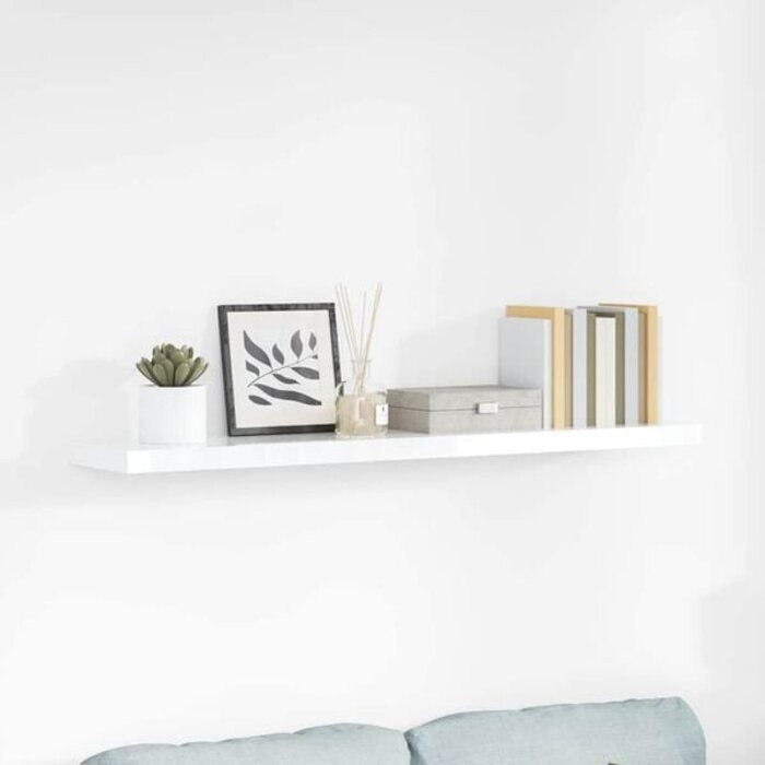 Vidaxl Schwebendes Wandregal 120x23,5 cm Weiß Hochglanz - 32% Rabatt