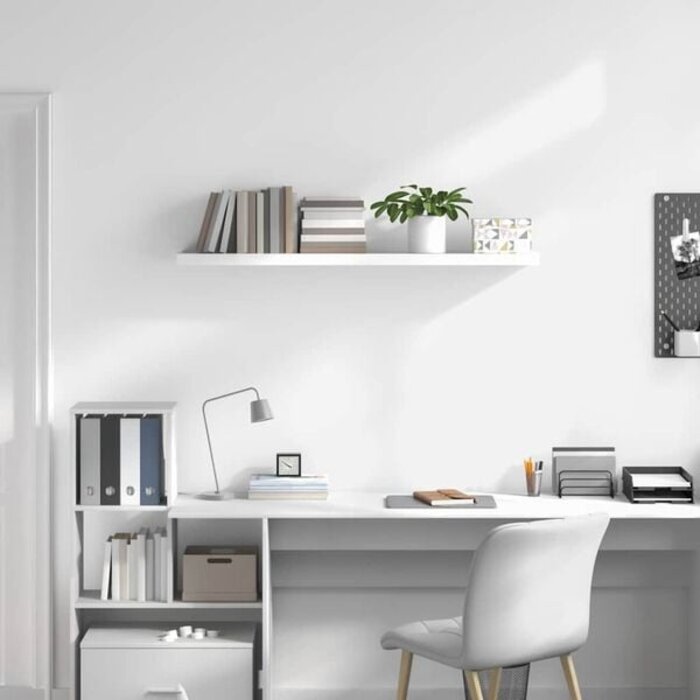 Vidaxl Schwebendes Wandregal 120x23,5 cm Weiß Hochglanz - 32% Rabatt