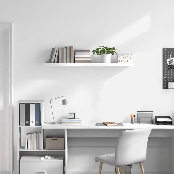 Vidaxl Schwebendes Wandregal 120x23,5 cm Weiß Hochglanz - 32% Rabatt