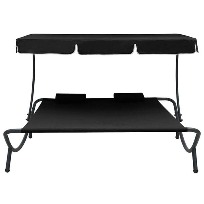 Vidaxl Doppel-Loungebett mit Sonnendach - Schwarz - 34% Rabatt