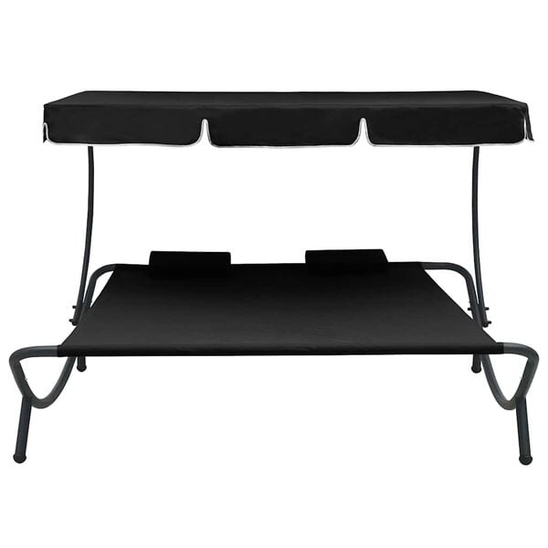Vidaxl Doppel-Loungebett mit Sonnendach - Schwarz - 34% Rabatt