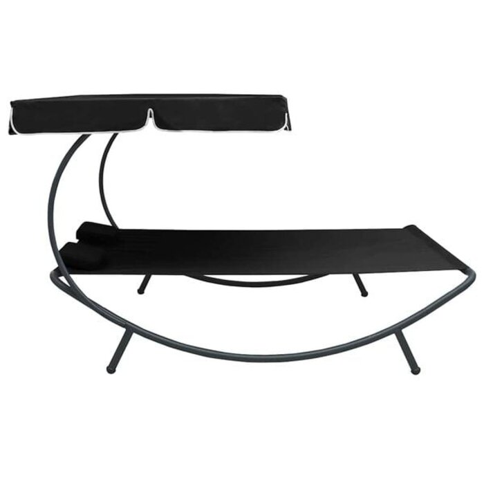 Vidaxl Doppel-Loungebett mit Sonnendach - Schwarz - 34% Rabatt