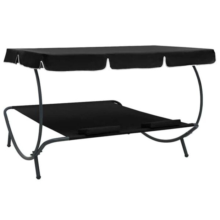 Vidaxl Doppel-Loungebett mit Sonnendach - Schwarz - 34% Rabatt