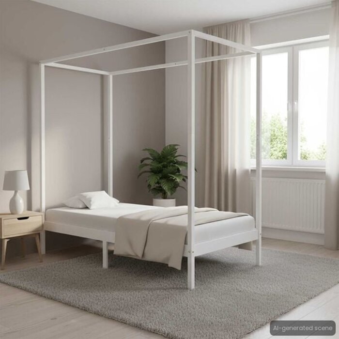 Vidaxl Himmelbettgestell Massivholz 100x200cm - 35% Rabatt - Ausgepackt