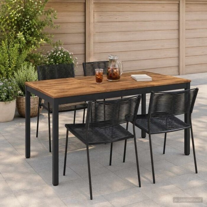 Vidaxl Gartentisch Akazienholz 141x80cm, Natur/Schwarz - 34% Rabatt