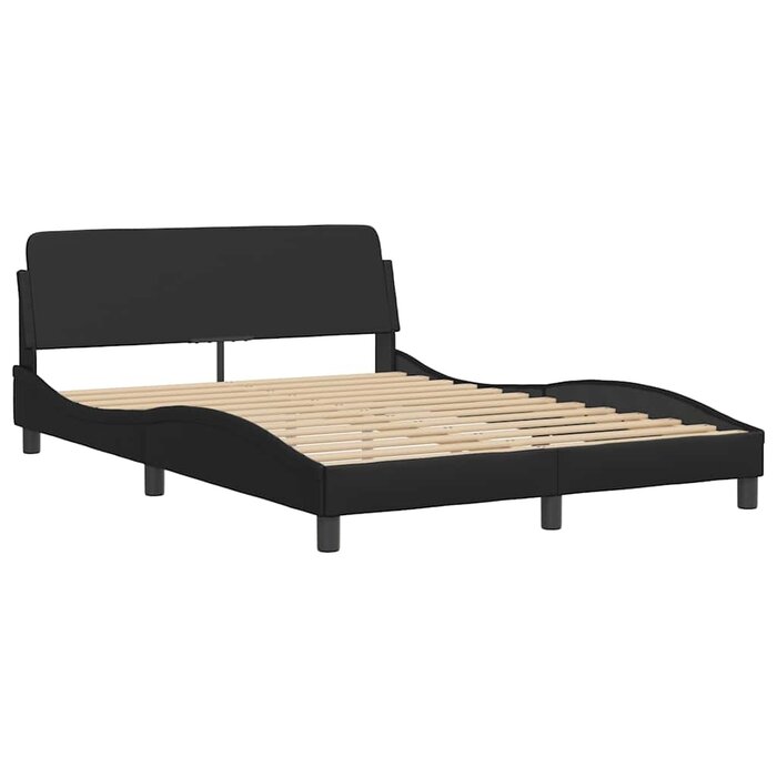 Vidaxl Bettrahmen Dover schwarz 135x190 cm - Kunstleder - 34% Rabatt