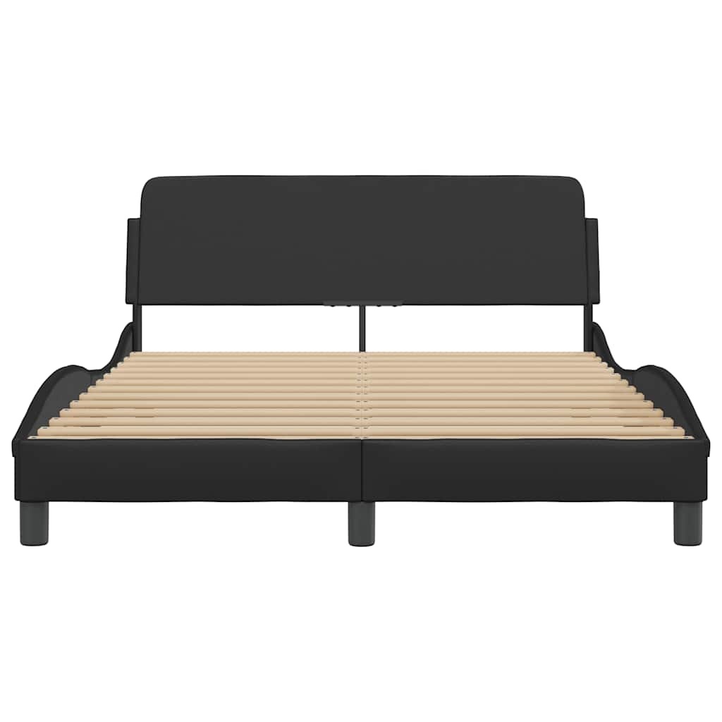 Vidaxl Bettrahmen Dover schwarz 135x190 cm - Kunstleder - 34% Rabatt