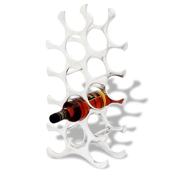 Vidaxl Weinregal für 15 Flaschen, Aluminium, silberfarben, 33% Rabatt