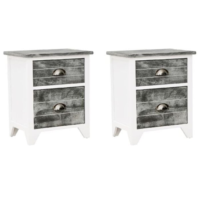 Vidaxl Nachtschrank-Set, Grau und Weiß, 38 x 28 x 45 cm - 33% Rabatt