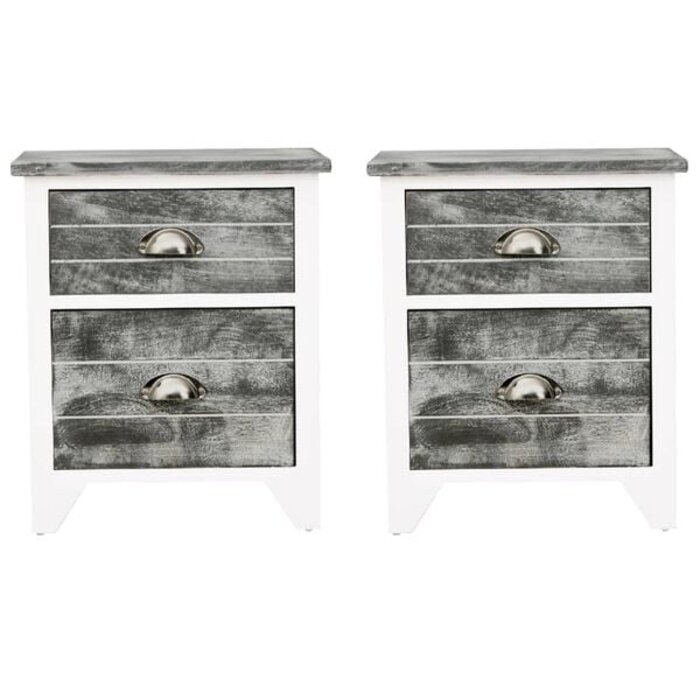 Vidaxl Nachtschrank-Set, Grau und Weiß, 38 x 28 x 45 cm - 33% Rabatt