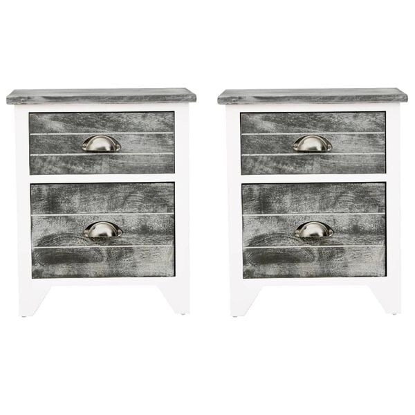Vidaxl Nachtschrank-Set, Grau und Weiß, 38 x 28 x 45 cm - 33% Rabatt