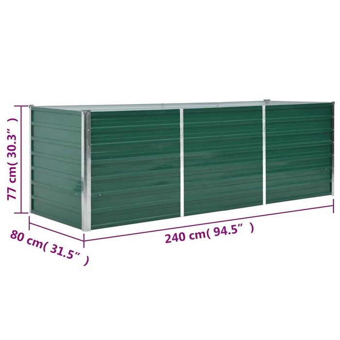 Vidaxl Großes Hochbeet 240x80x77 cm verzinkter Stahl Grün - 34% Rabatt