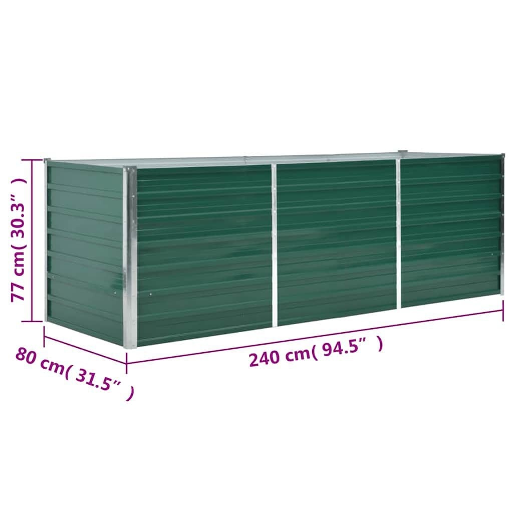 Vidaxl Großes Hochbeet 240x80x77 cm verzinkter Stahl Grün - 34% Rabatt