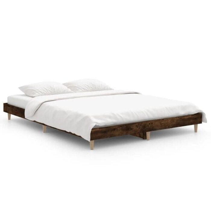 Vidaxl Stilvoller Bettrahmen Eiche Rauchfarben 135x190 cm - 34% Rabatt