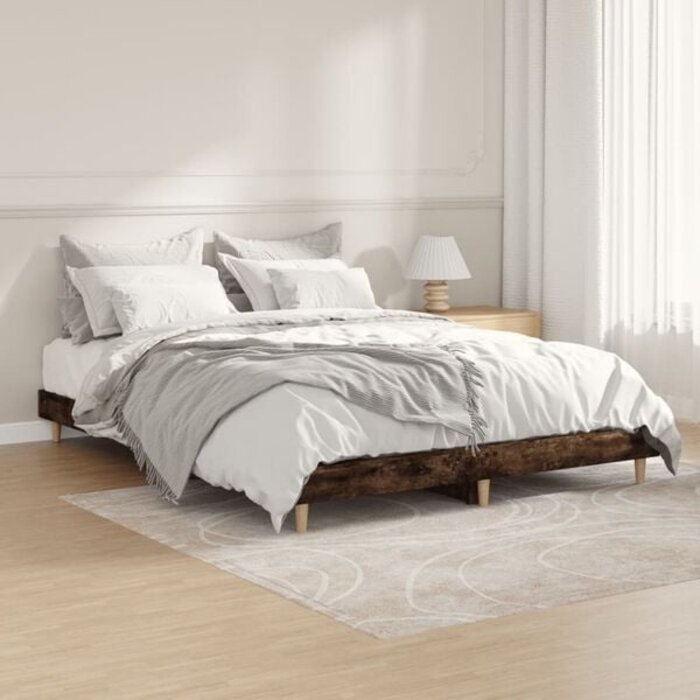Vidaxl Stilvoller Bettrahmen Eiche Rauchfarben 135x190 cm - 34% Rabatt