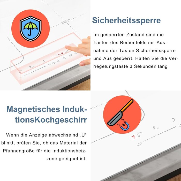 Autarkes Induktionskochfeld 60cm, 4 Zonen, Weiß - 34% Rabatt