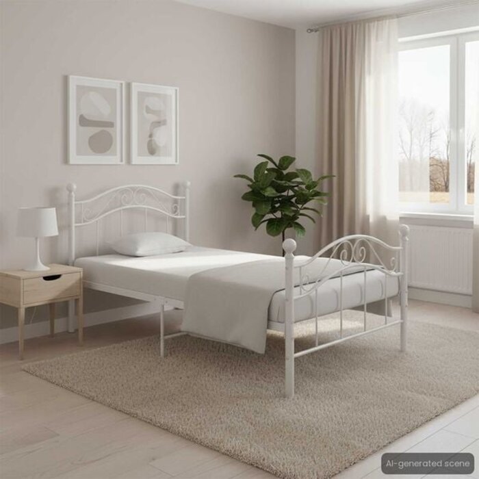 Vidaxl Weißes Metall-Einzelbett 100x200 cm - 34% Rabatt