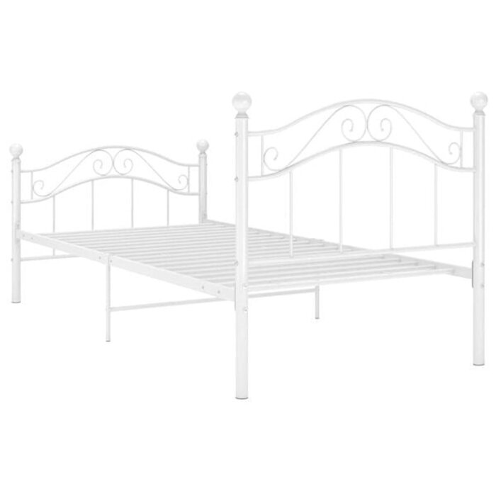 Vidaxl Weißes Metall-Einzelbett 100x200 cm - 34% Rabatt