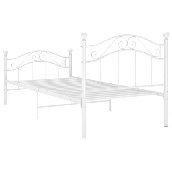 Vidaxl Weißes Metall-Einzelbett 100x200 cm - 34% Rabatt
