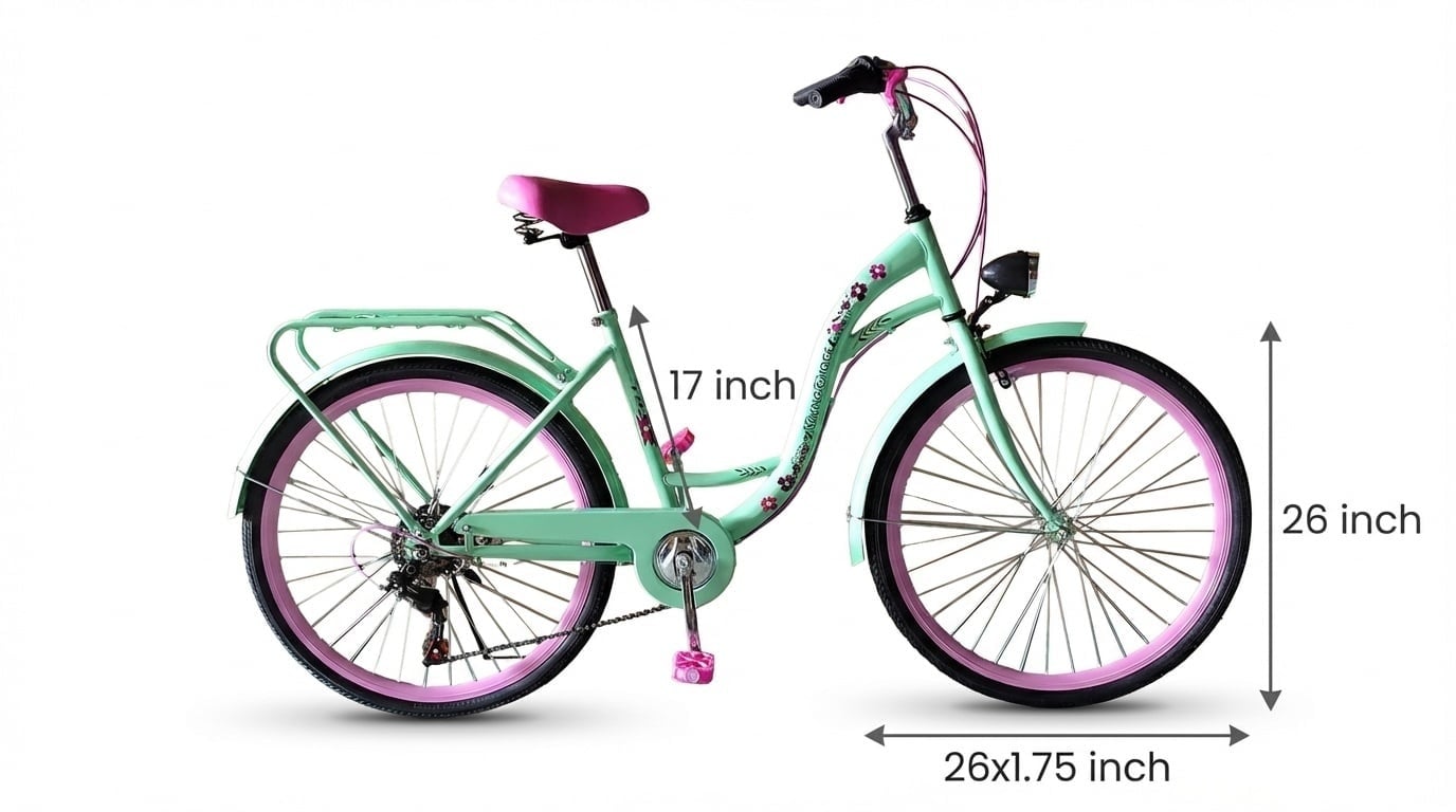 Viking Choice Mädchenfahrrad 26 Zoll, Mint/Pink, 7-Gang - 41% Rabatt