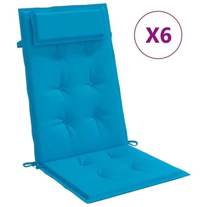 Vidaxl 6er Set Stuhlkissen für Hochlehner, 120 x 50 cm, Hellblau - 33% Rabatt