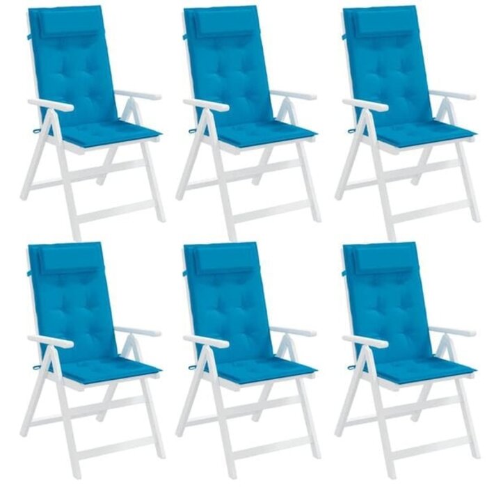 Vidaxl 6er Set Stuhlkissen für Hochlehner, 120 x 50 cm, Hellblau - 33% Rabatt
