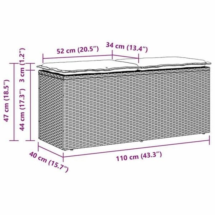 Vidaxl Gartenbank mit Kissen 110x40x44 cm Grau - 34% Rabatt auf Retoure
