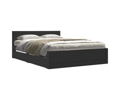 Vidaxl Bettgestell 140x200 cm mit Kopfteil & Schubladen, Schwarz - 41% Rabatt