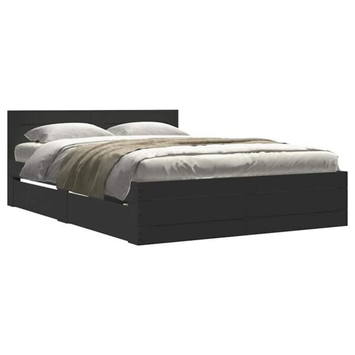Vidaxl Bettgestell 140x200cm mit Stauraum Schwarz - 35% Rabatt