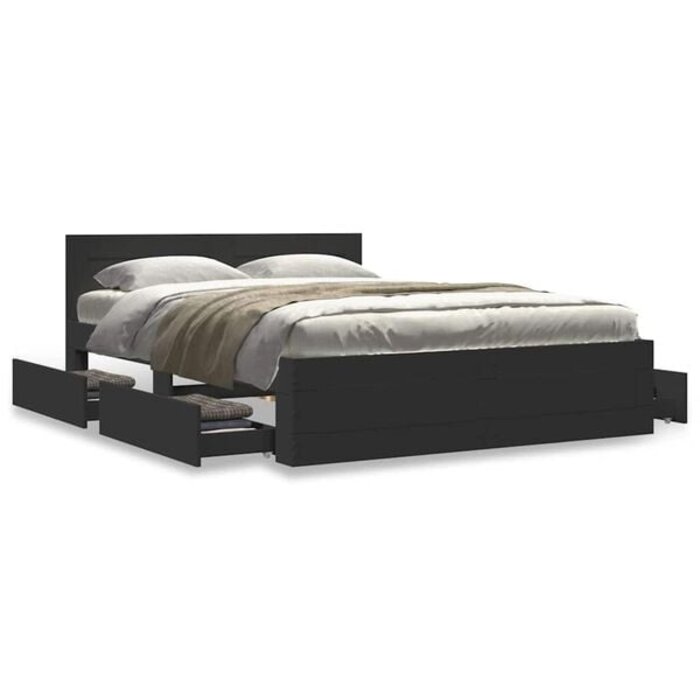 Vidaxl Bettgestell 140x200cm mit Stauraum Schwarz - 35% Rabatt