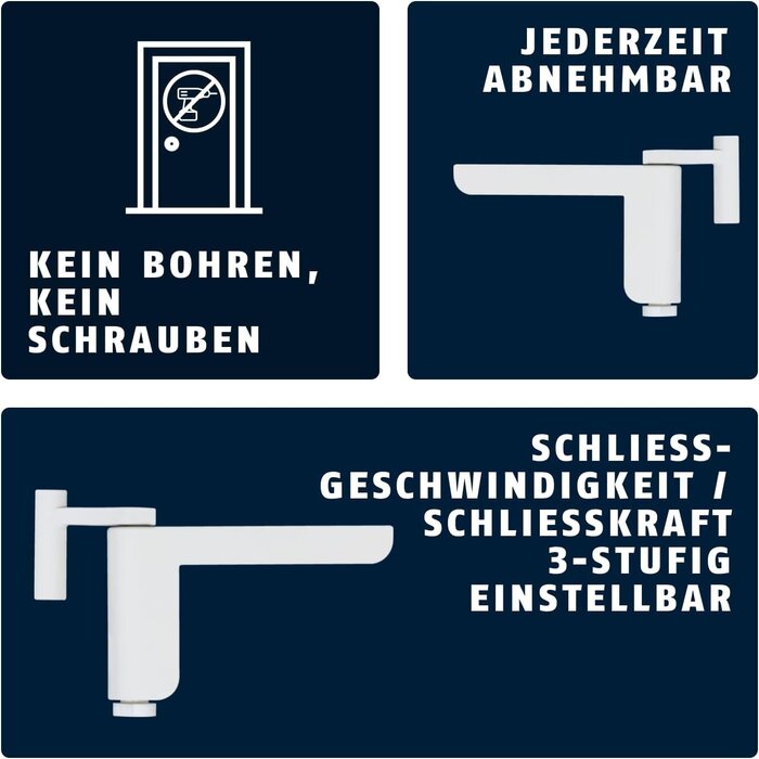 Türschließer für Innentüren - Klemmmontage - Weiß - 30% Rabatt