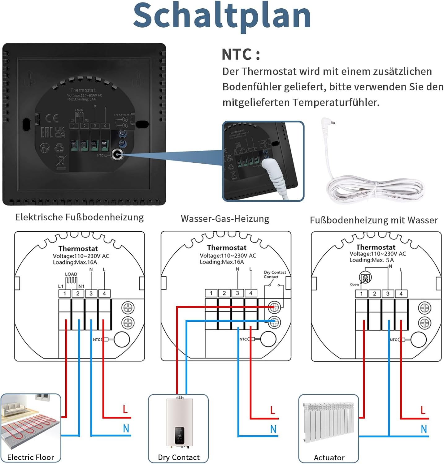 Smarter WLAN Thermostat Unterputz Schwarz - 31% Rabatt
