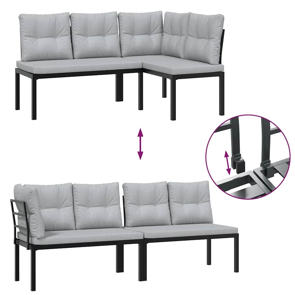 Vidaxl Gartenbank Set 2-teilig Schwarz mit Kissen - 35% Rabatt