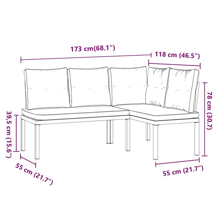 Vidaxl Gartenbank Set 2-teilig Schwarz mit Kissen - 35% Rabatt