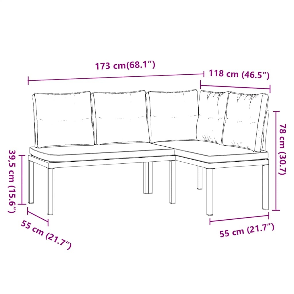 Vidaxl Gartenbank Set 2-teilig Schwarz mit Kissen - 35% Rabatt