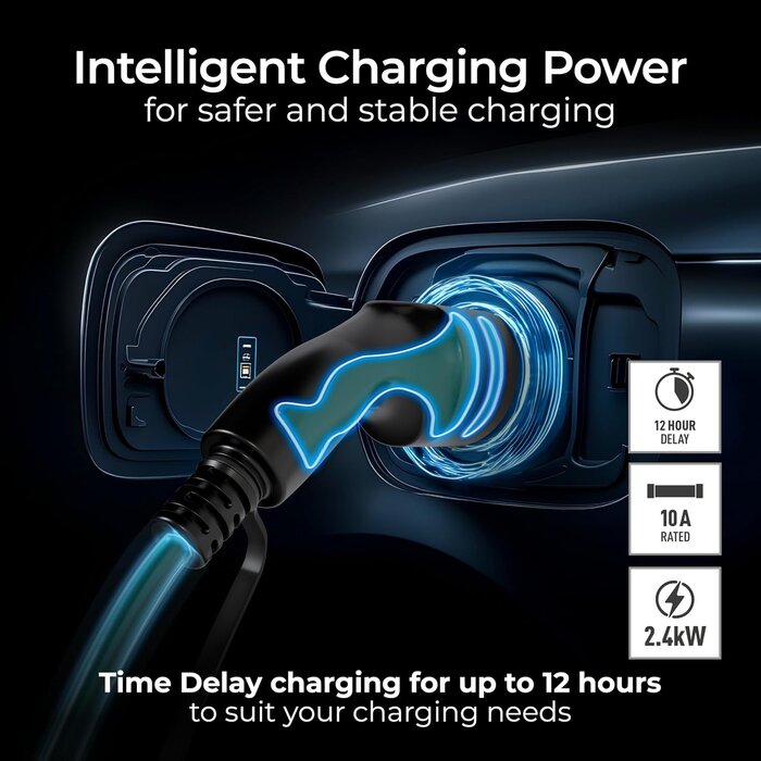 EV Ladekabel Typ 2 auf UK-Stecker, 10 Meter, 2,4 kW - 30% Rabatt