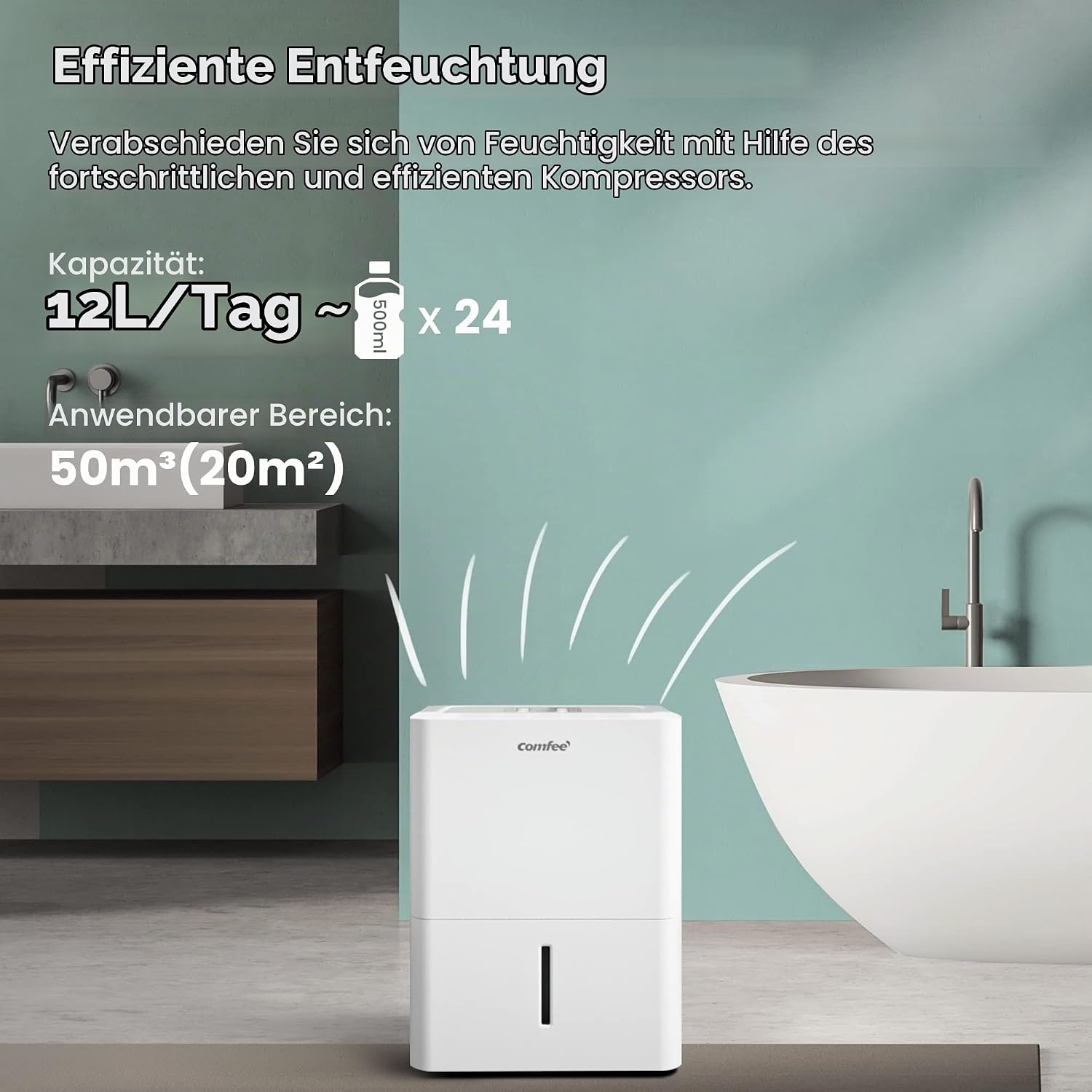 Luftentfeuchter 12L für 20m² Räume - Ausgepackt, 34% Rabatt - Weiß