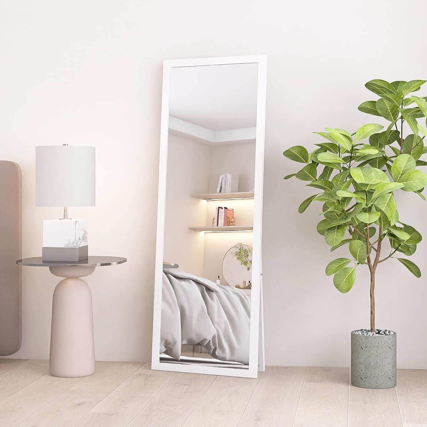Ganzkörperspiegel 140x50 cm, weiß, klappbarer Standspiegel - 39% Rabatt