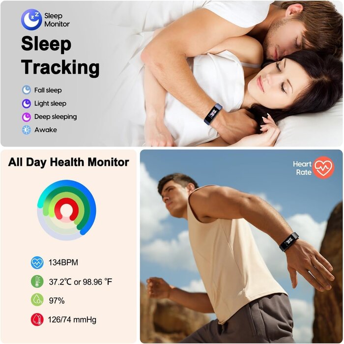 Fitness-Tracker Blau - Herzfrequenz & 16 Sportmodi - 27% Rabatt
