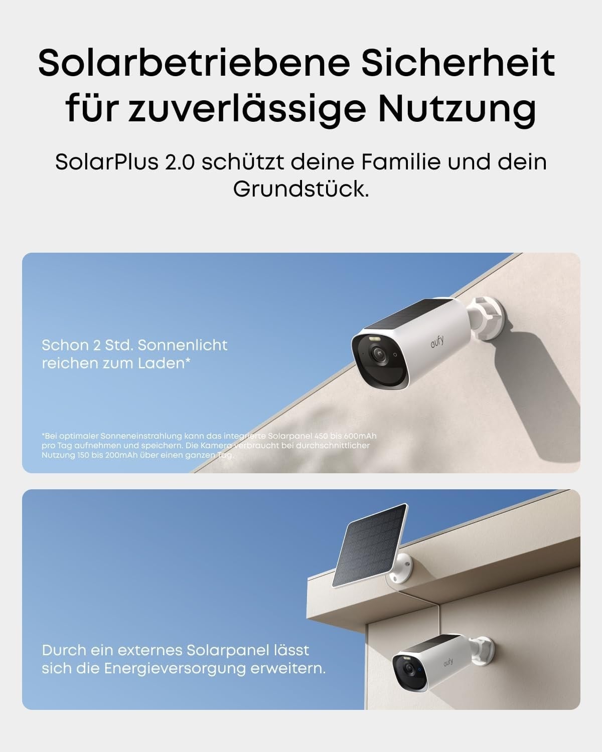 2K WLAN-Außenkamera mit Solarpanel - Weiß - 30% Rabatt