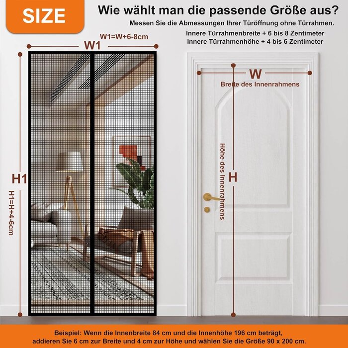 Magnet-Fliegengittertür 110x210 cm - 30% Rabatt auf Glasfaser-Insektenschutz