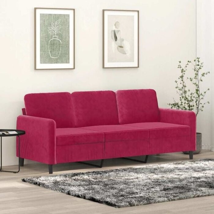 Vidaxl 3-Sitzer Sofa Samt Weinrot 180 cm - 35% Rabatt