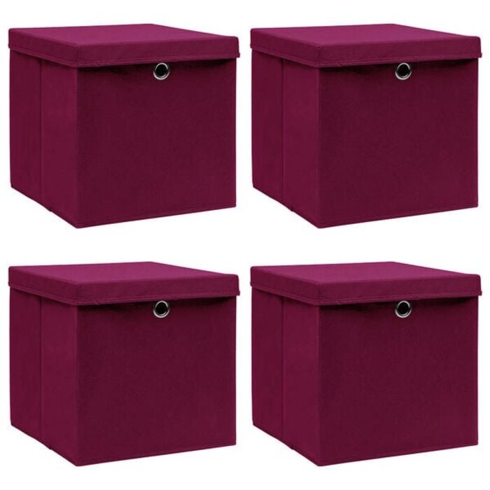 Vidaxl 4er Set Aufbewahrungsboxen 32x32x32 cm Dunkelrot - 32% Rabatt