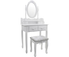 Viking Choice Eleganter Schminktisch mit Spiegel & Hocker - Antik-Stil - 51% Rabatt