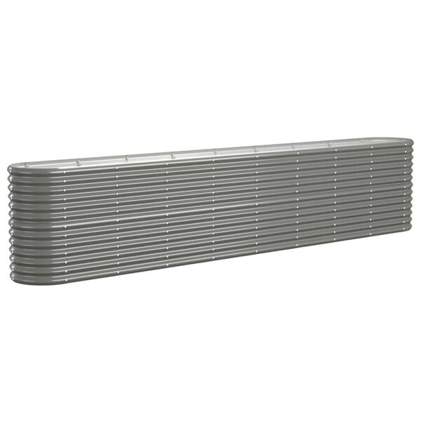 Ovales Hochbeet 332x40x68 cm, Stahl, Grau - 34% Rabatt