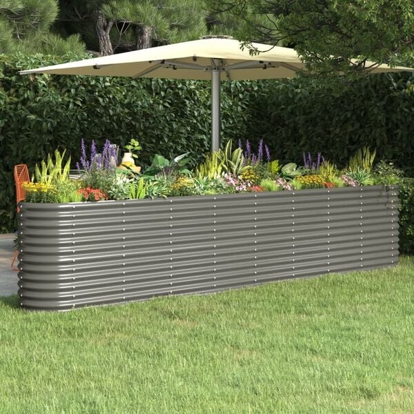 Ovales Hochbeet 332x40x68 cm, Stahl, Grau - 34% Rabatt